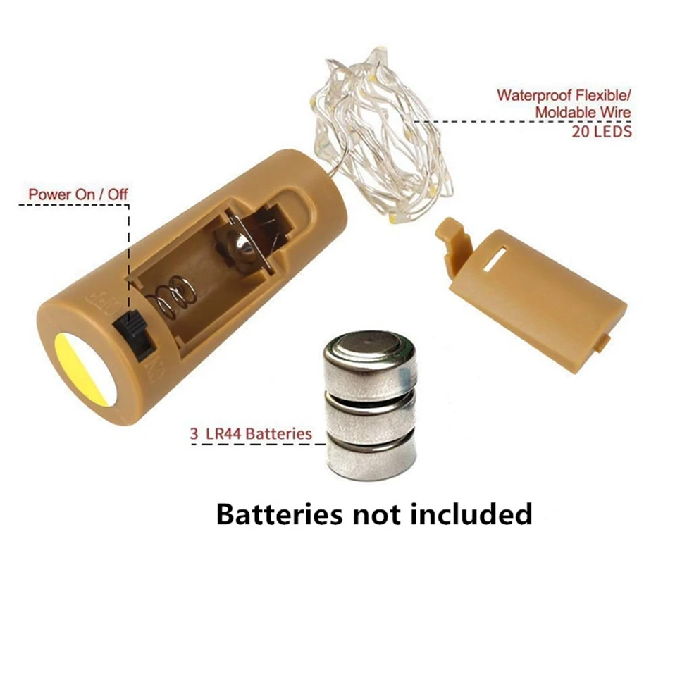 6Pcs/lot Cork Wine Bottle Light 2M 20LED DIY LED String Lighting Strip For Garland Party Wedding Christmas Halloween Bar Decor