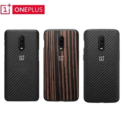 Original Official For OnePlus 6T Genuine Sandstone Karbon Matte Silicone RED Bumper Ebony Wood Slim Back Skin Hard Case Cover