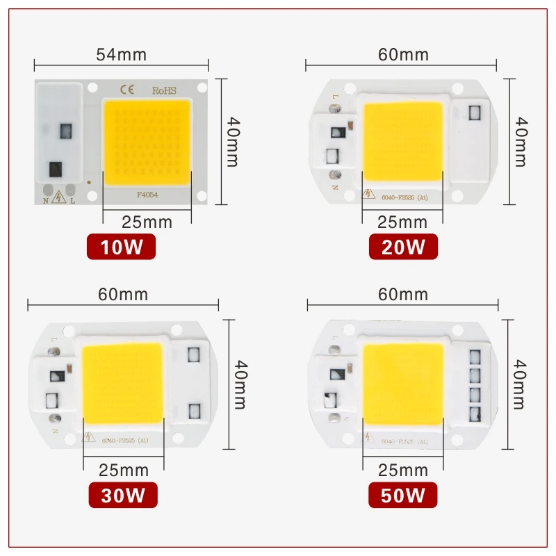 LED Chip 10W 20W 30W 50W 220V 110V COB Lamp Beads Smart IC No Need Driver LED Bulb for Flood Light Spotlight Diy Lighting