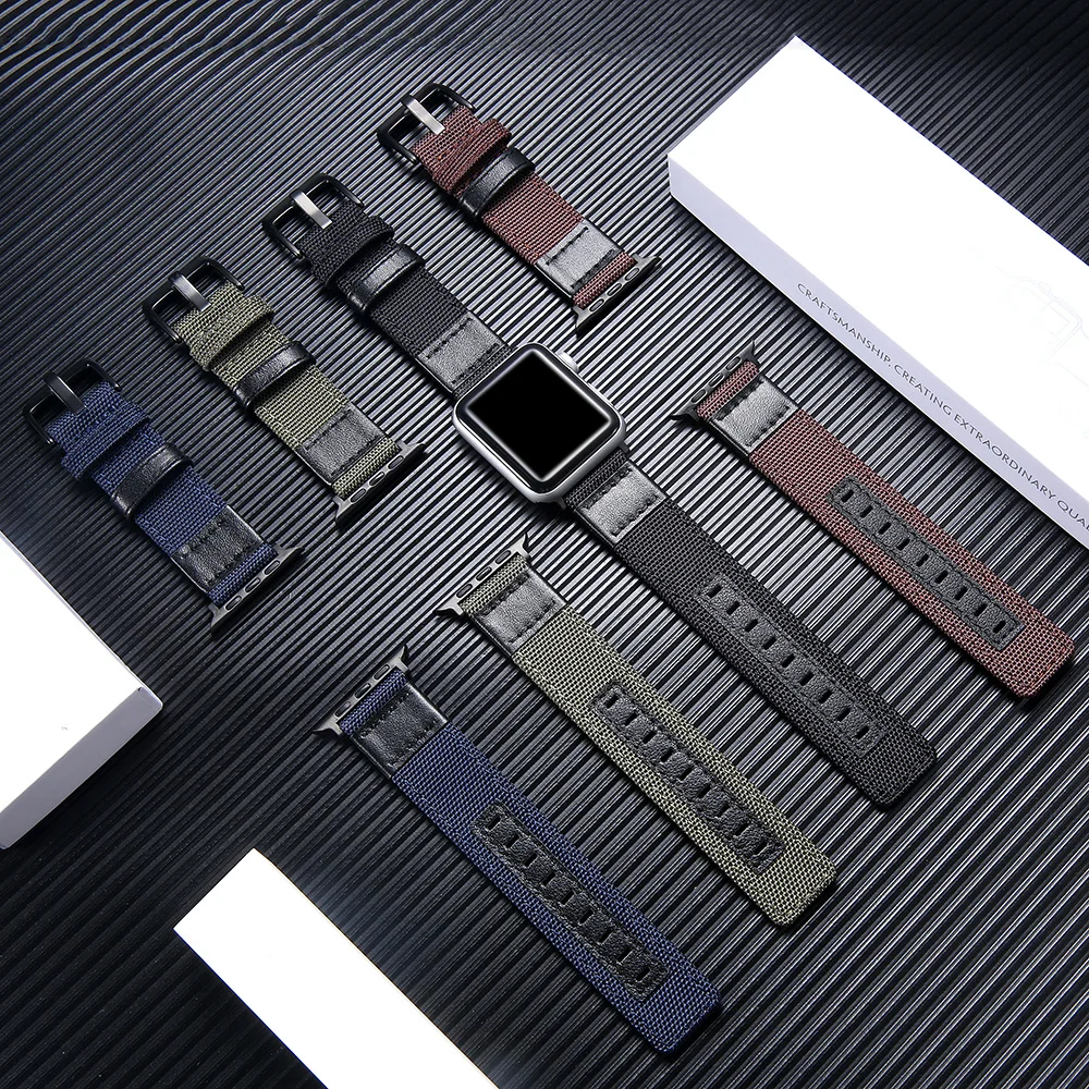 애플 워치 6 5 4 3 2 용 스트랩, 비즈니스 캐주얼 스트랩, 캔버스, 나일론, 남성 및 여성 패션, i watch, 38mm 40mm 42mm 44mm, 애플 스트랩