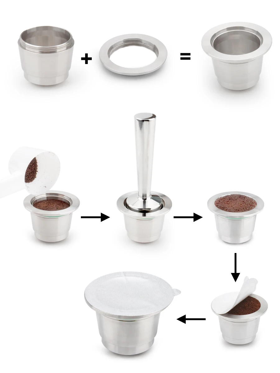 Two usages/Capsulone coffee capsule fit for nespresso machine refillable reusable 304 stainless steel pod cup/coffee filter