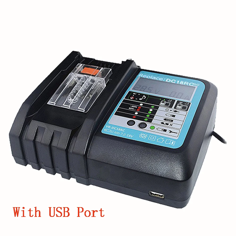 

with USB port and display Li-Ion Battery Charger For Makita 14.4V 18V Bl1830 Bl1840 Bl1815 Bl1430 Dc18Rf Dc14Sa Dc18Sc