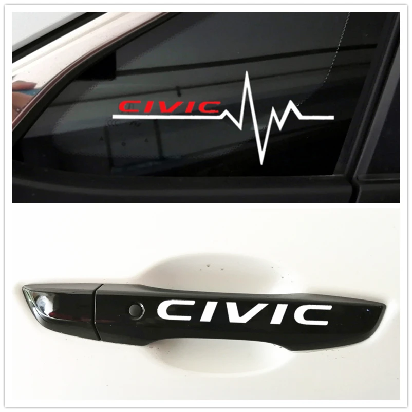 Car Stickers Civic Reflective Decoration For Honda Windshield Quarter Window Doorknob Handle Trunk Bumper Auto Styling