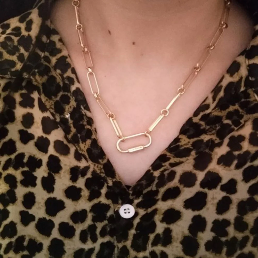 

Modern Novelty Special Chain Linked Dainty Necklace Tiny Chain T bar O bar Enclosure Collar Chain For Women Girl High Quality
