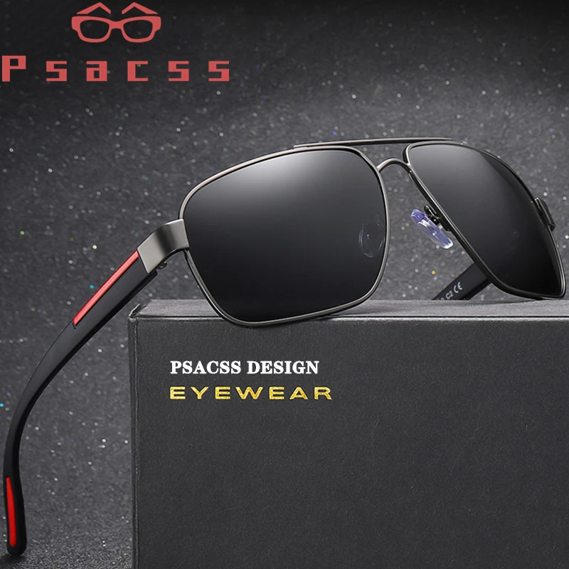 Psacss Casual Square Polarized Sunglasses Men TR90 Frame High-End Sun Glasses For Male Driving Fishing gafas de sol hombre UV400