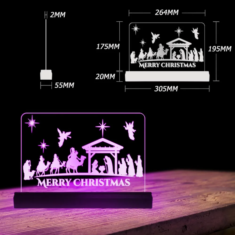 Merry Christmas LED Desktop Lamp Remote Contol Lighting Holidays Home Decor Nativity Scene Of Baby Jesus Christ LED Table Lamp