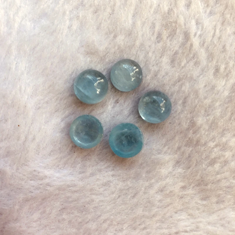 

Wholesale AAA Quality Blue Aquamarine Bead Cabochon 10mm Round Gem Cabochon For Jewelry making, 2pcs/pack