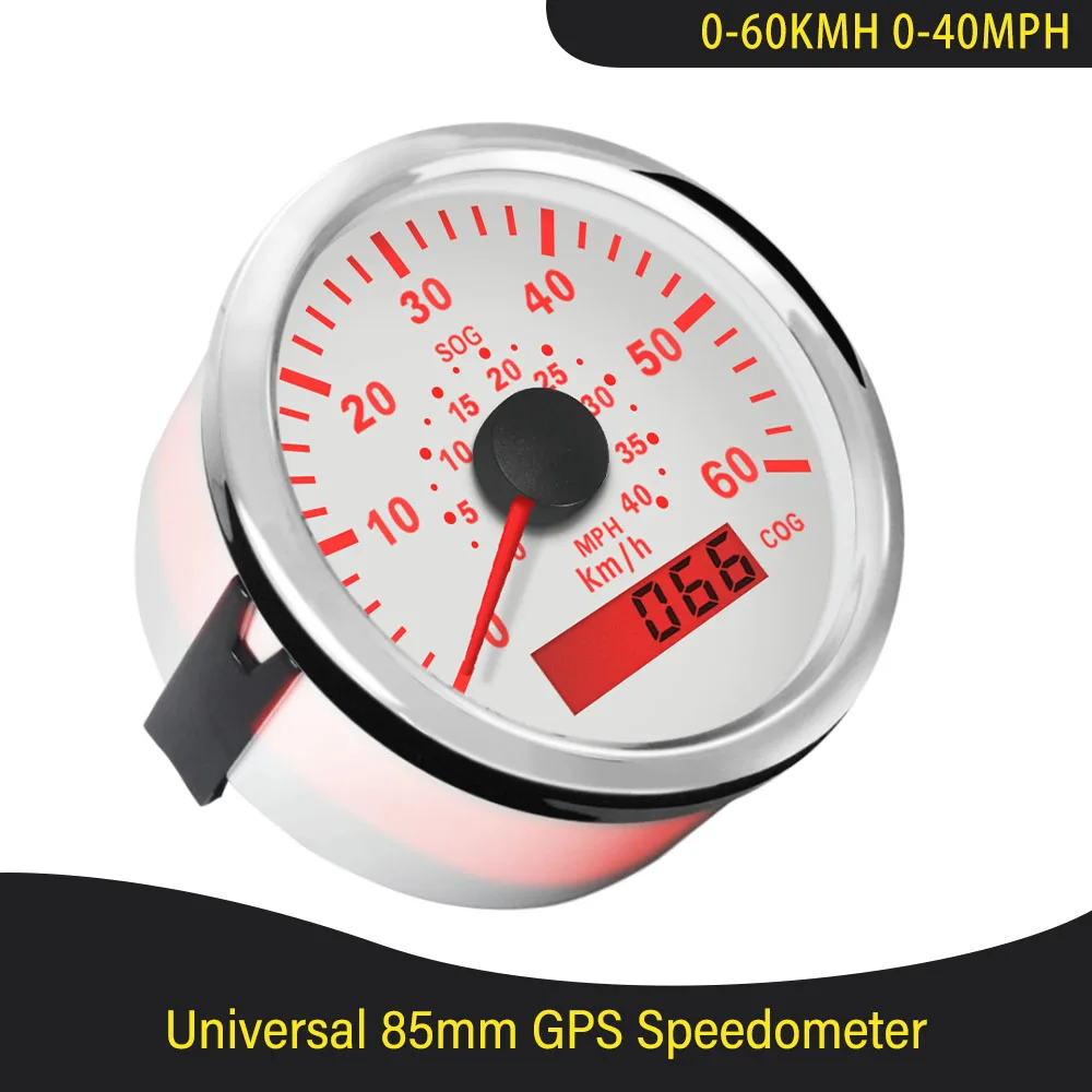 85mm New GPS Speedometer 0-60KM/H 0-40MPH 0-120kmh 0-75MPH Speed Gauge With Course for Car Boat Yacht Vessels with Red Backlight