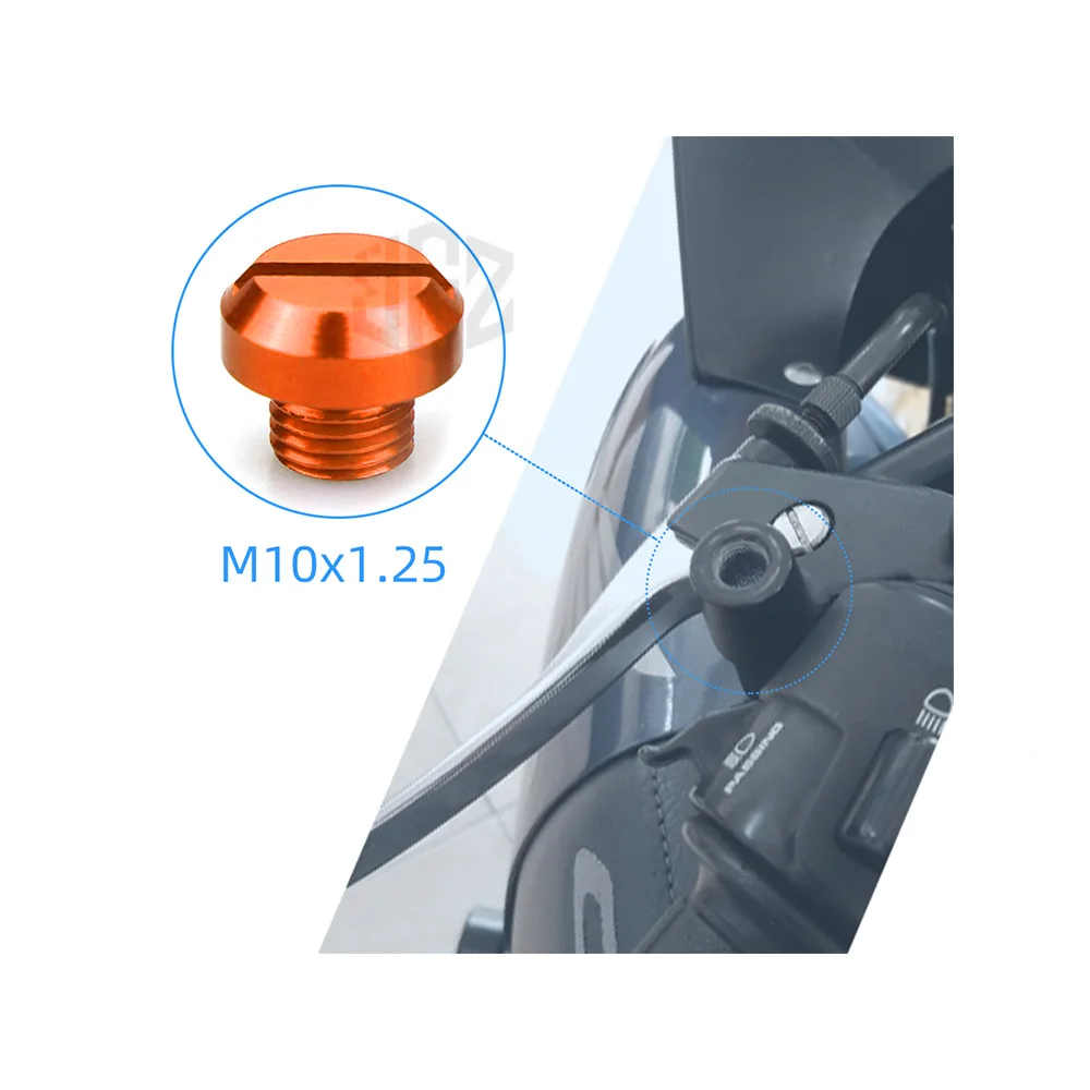 3pcs Orange Motorcycle M10*1.25 CNC Mirrors Hole Plug Screws Cover Caps Thread Adapter Bolts For KTM DUKE RC 125 390 200 250 690