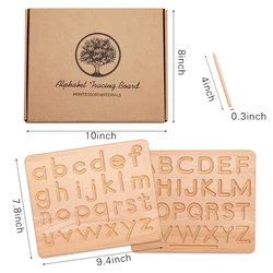 Puzzle éducatif Montessori, jouet double face en bois, alphabet anglais et chiffres de 0 à 9, géométrique, leone nitive, tableau d'écriture