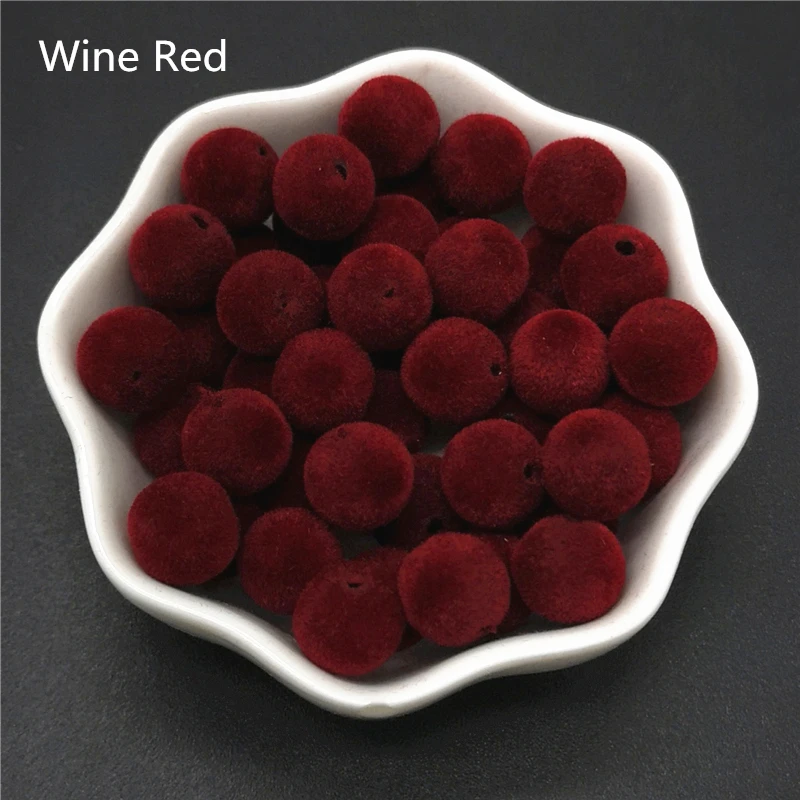 500gram 10mm Velvet Beads Acrylic Round  Accessories For Jewelry Making Necklace Handmade Loose ,30pcs/lot