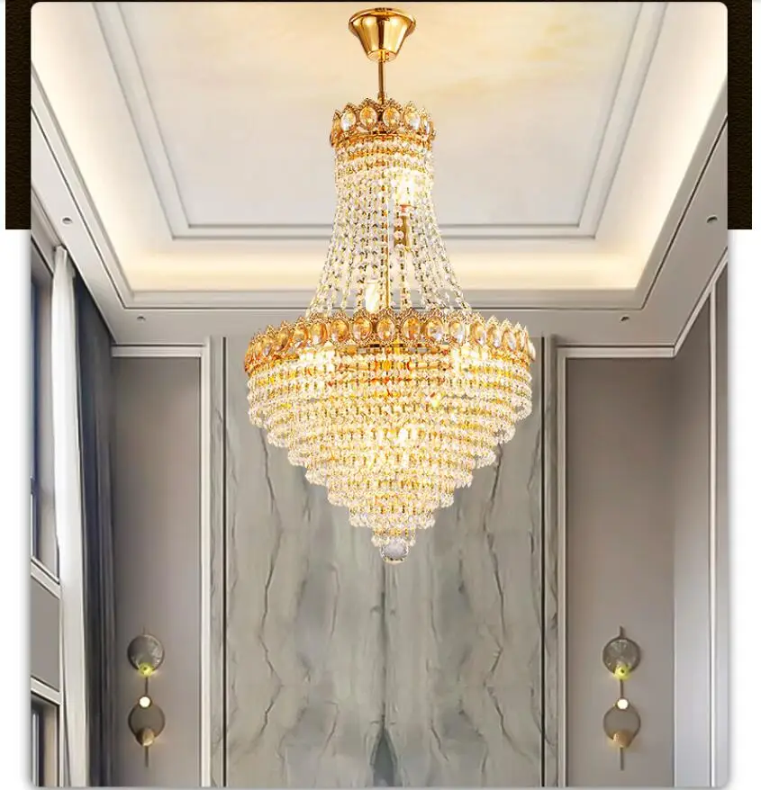 D50cm H67cm Modern Golden Color Candle Luxury Crystal Iron Chandeliers Indoor Lighting For Living room and Restaurant Chandelier