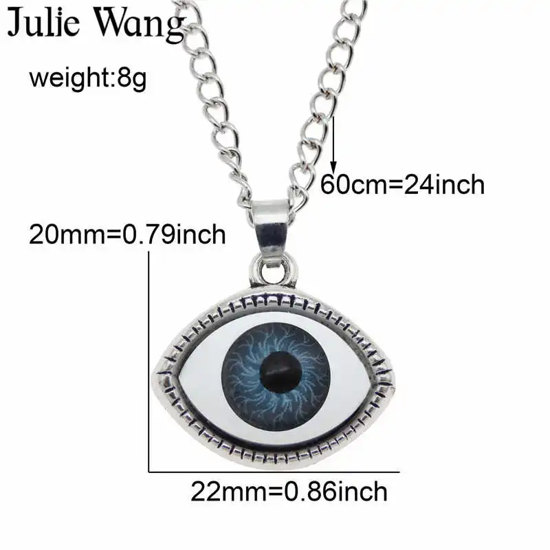 Julie Wang Alloy Human Evil Eye Necklace Plastic Eyeball Multicolor Chain Pendants Fashion Women Jewelry collares Bijoux Femme