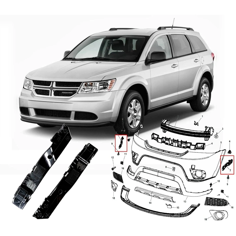 for Dodge Journey 2009-2017 2Pcs Front Bumper-Support Bracket Left & Right Side 5178410AD 5178411AD