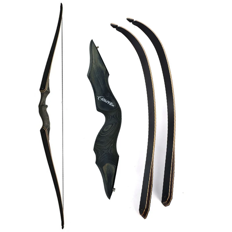 30-60lbs 60inch Archery Recurve Bow Longbow Takedown Bow Laminate Bow Limb Right Hand Longbow for Hunting Shooting Training