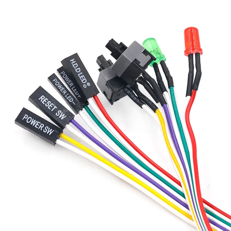 

1PCS 65CM Slim PC Compute Motherboard Power Cable Original On Off Reset with LED Light PC Power Reset Switch Push Button Switch