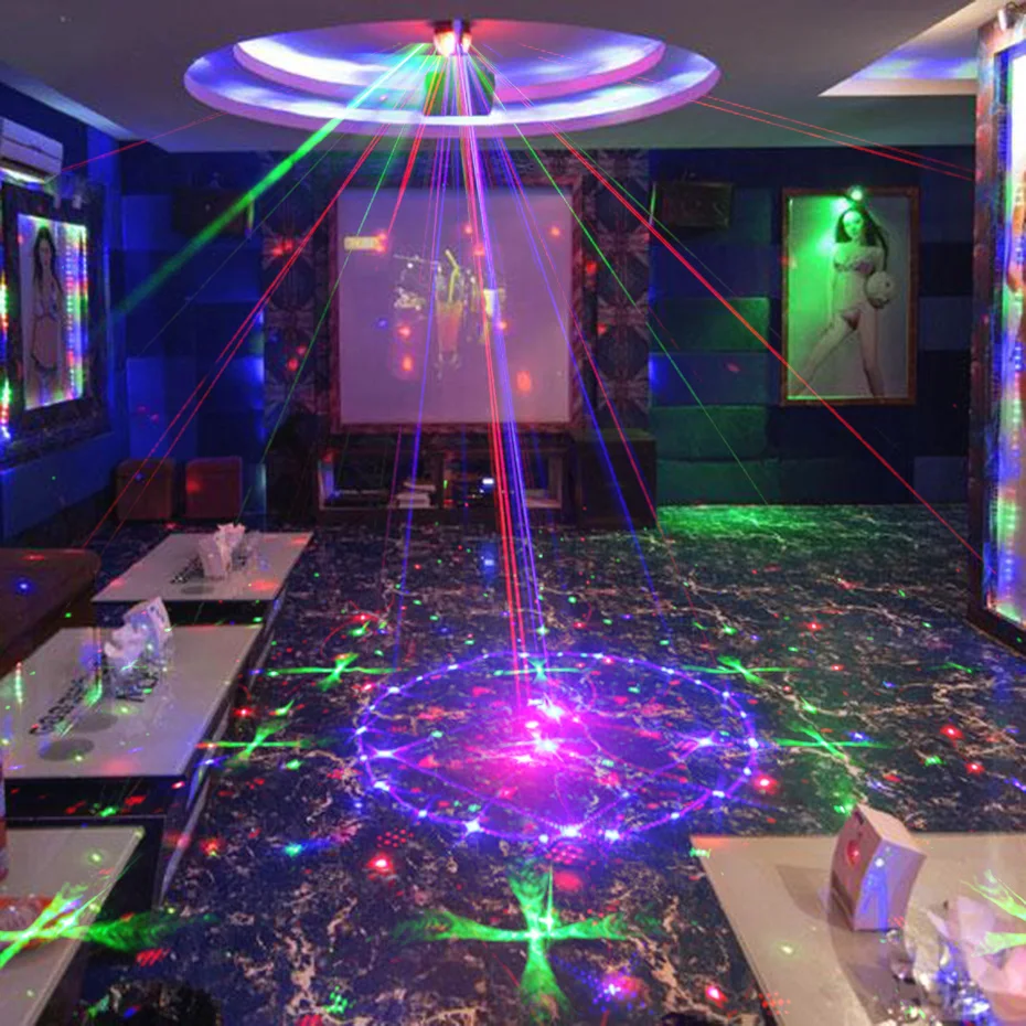 ALIEN New 96 Patterns RGB Mini Laser Projector Light  DJ Disco Party Music Laser Stage Lighting Effect With LED Blue Xmas Lights