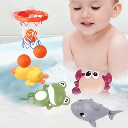 Bath Time Toys For Kids Bathtub Baby Toys Cartoon Frog Shark Clockwork Bath Toys Baby Games Toys For Bathroom toddlers 1-3 Years