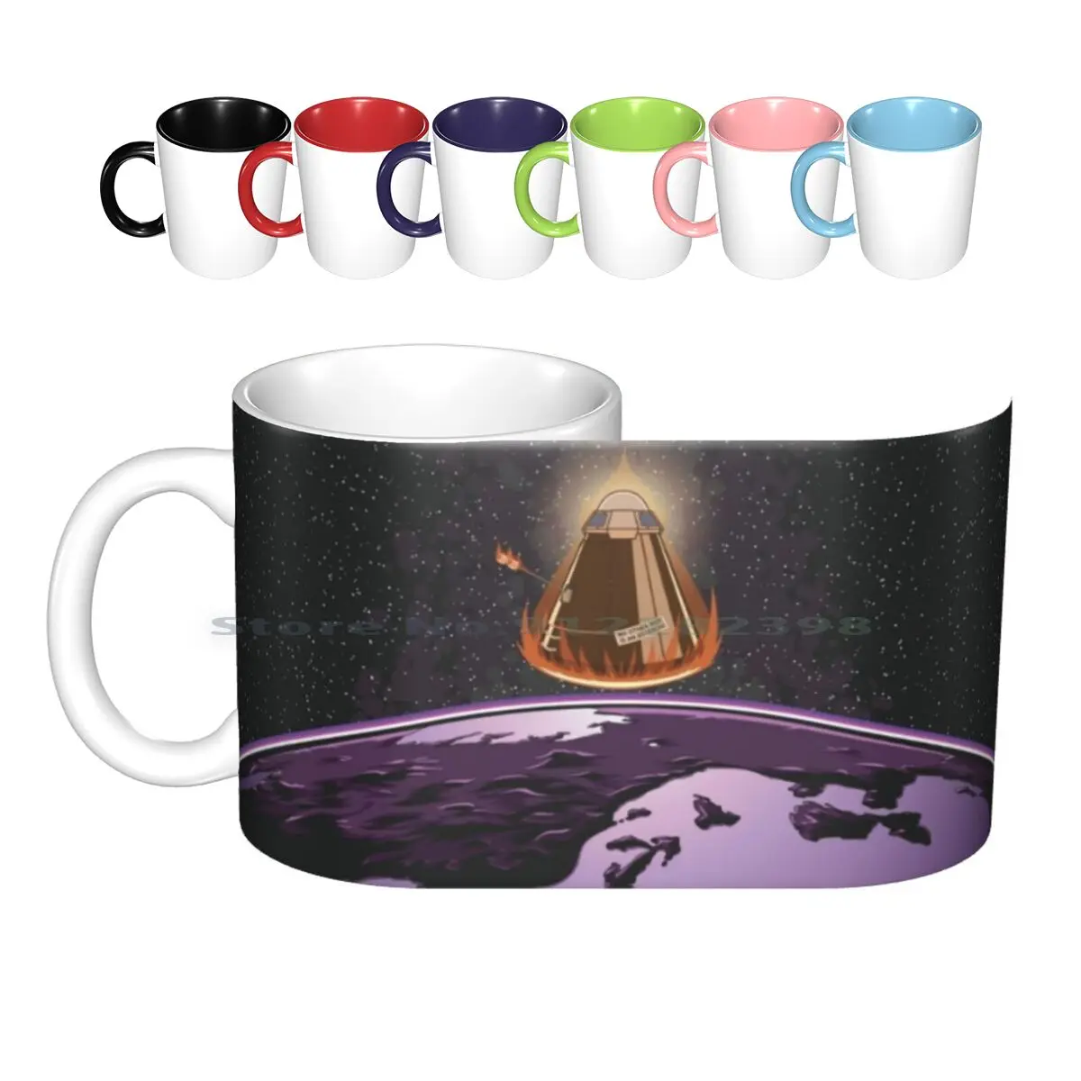 Kamping ( Wide ) Ceramic Mugs Coffee Cups Milk Tea Mug Space Kerbal Program Vector Gaming Games Ksp Fan Rocket Launch