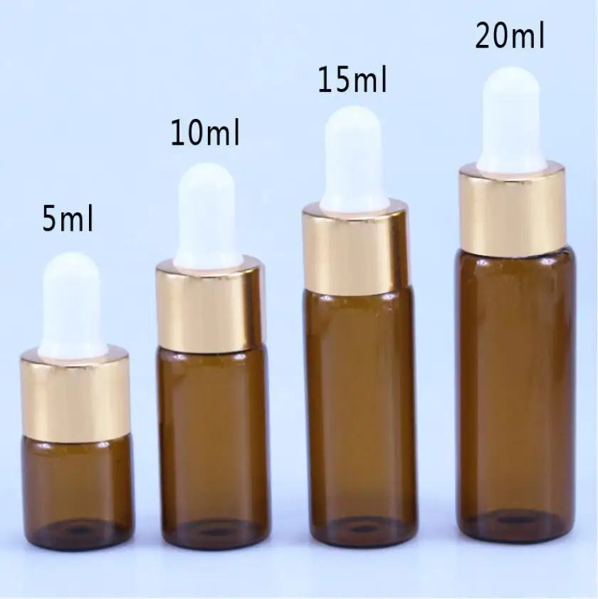 50 Stks/partij 5Ml 10Ml 15Ml 20Ml Amber Dropper Fles Potten Flesjes Met Pipet Voor Cosmetische parfum Etherische Olie Flessen