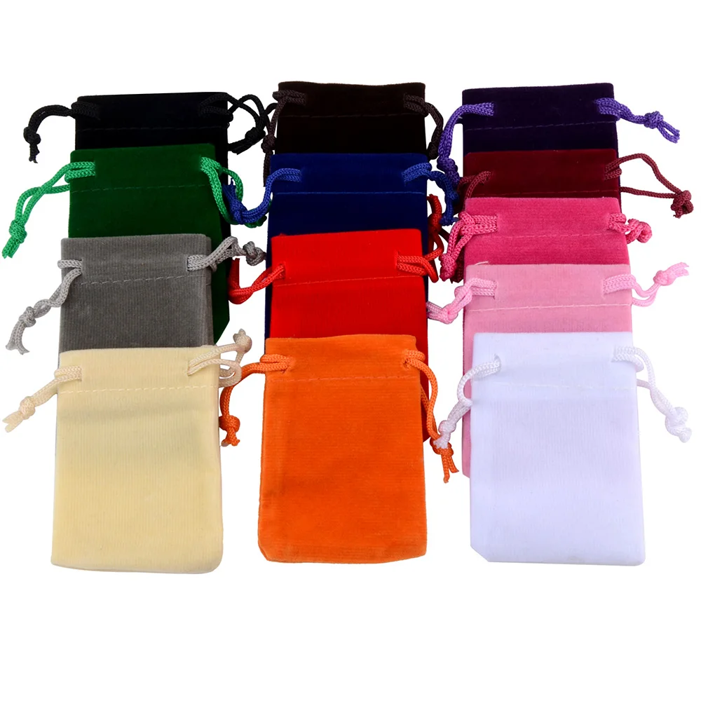 Sacos de veludo com cordão para fazer jóias, bolsas para DIY, presente de casamento, atacado, 5x7cm, 25pcs por lote