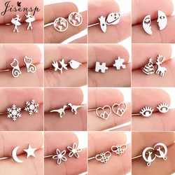 Multiple Mini Stainless Steel Earrings for Women Jewelry Fashion Ballet Snowflake Bee Dinosaur Ear Studs Girls Pendientes