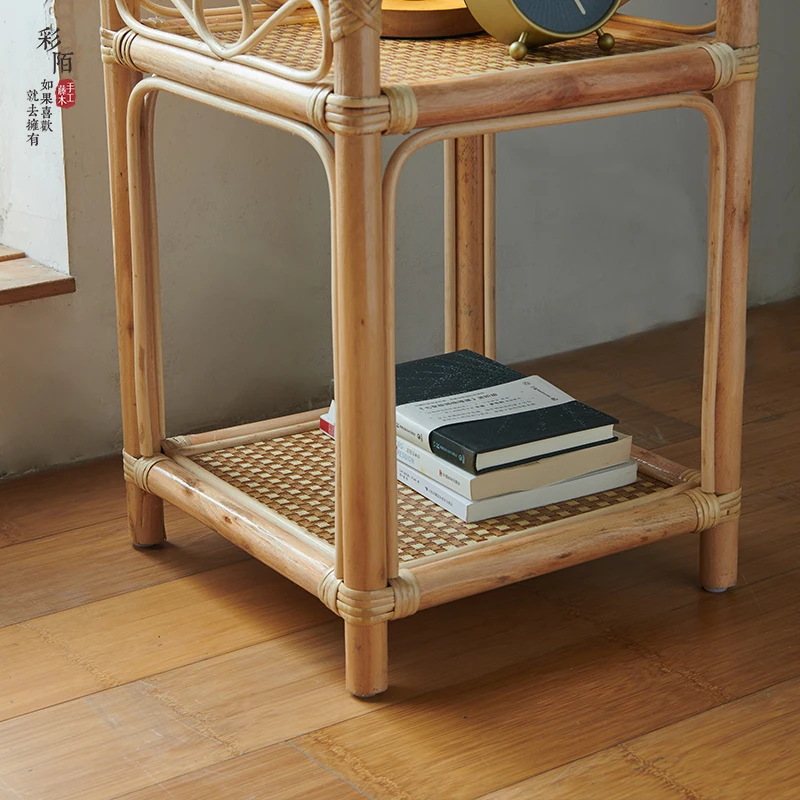 Real Rattan Sofa Side Table Natural Side Table Log Mini Simple Nordic Coffee Table Rattan Boiling Water Corner Flower Stand