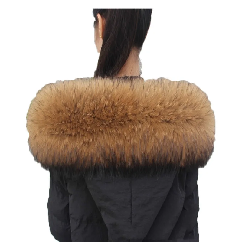 Real Raccoon Fur Collar Womens 100% Natural Fur Gray Collar Real Fur Shawl Raccoon collar Fur Scraves  JKP1025