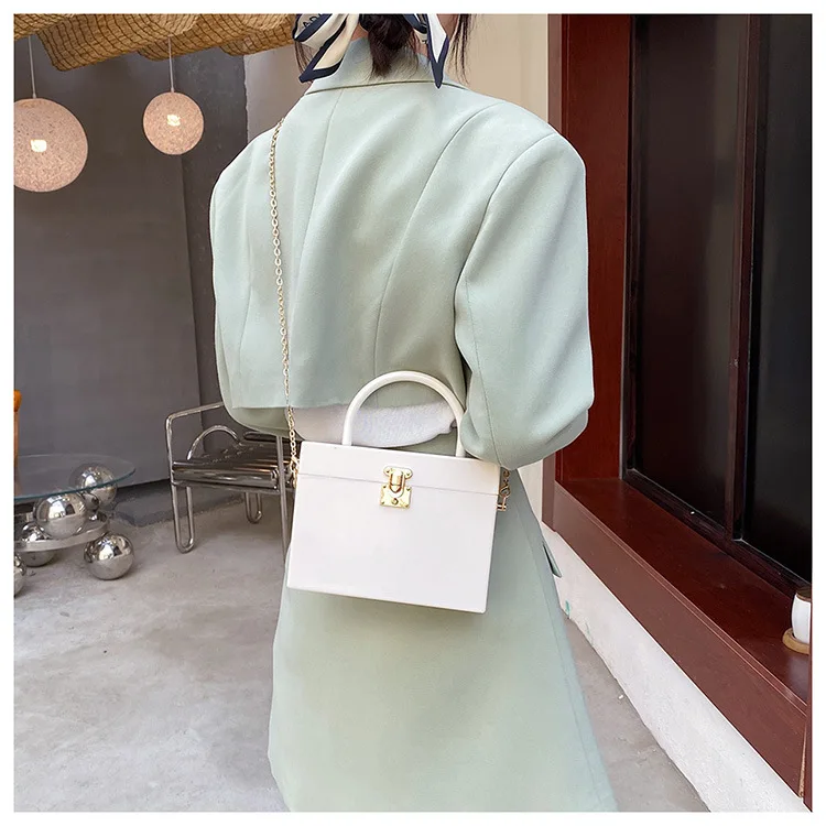 Acrylic Box Style Purses and Handbags for Women Candy Color Top Handle Party Female Clutch Crossbody Chain Shoulder Bag Designer