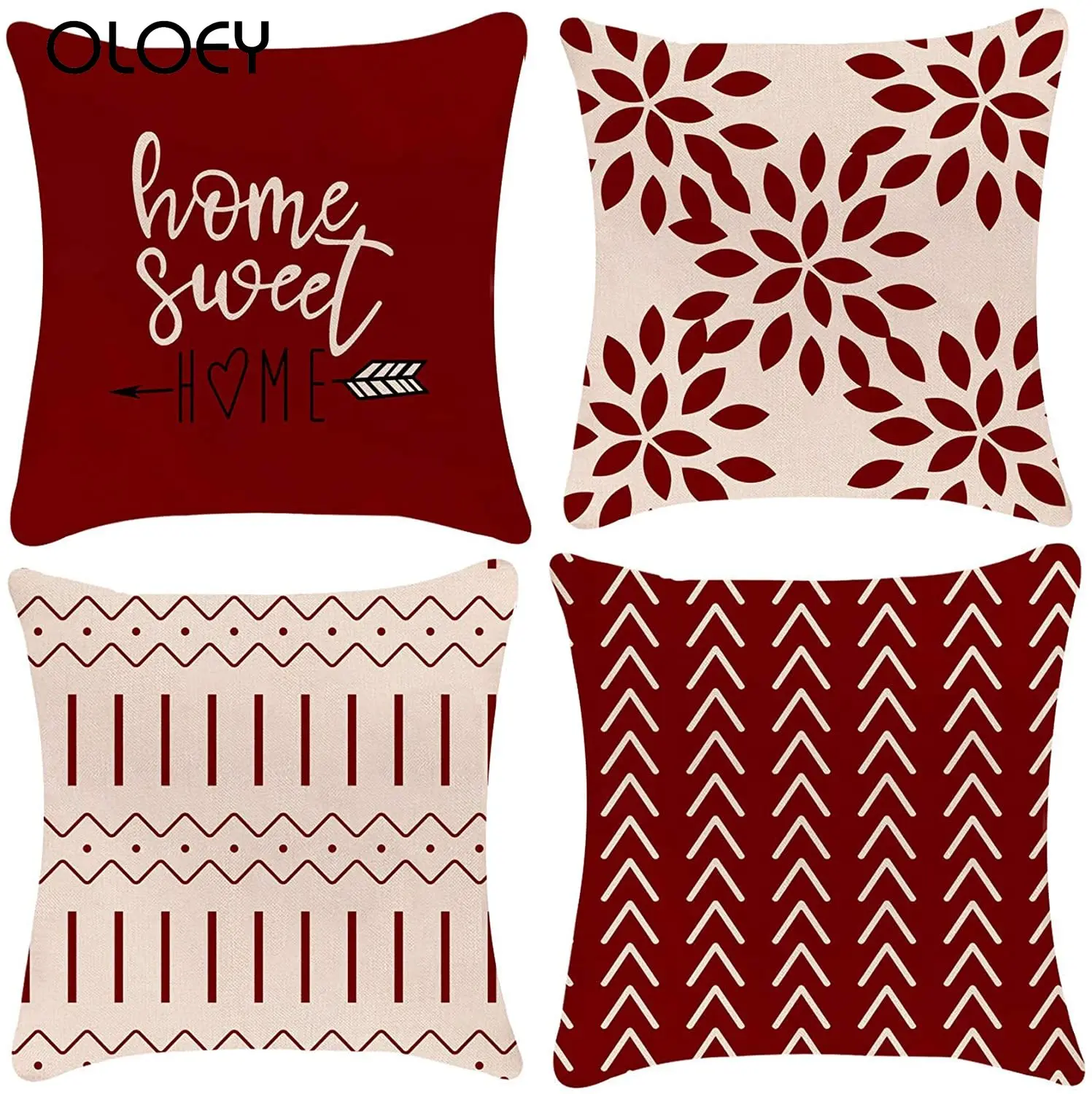 

45x45cm Red Pillow Covers 18x18in Modern Sofa Throw Pillow Cover Decorative Outdoor Linen Fabric Pillow Case for Couch Bed Car