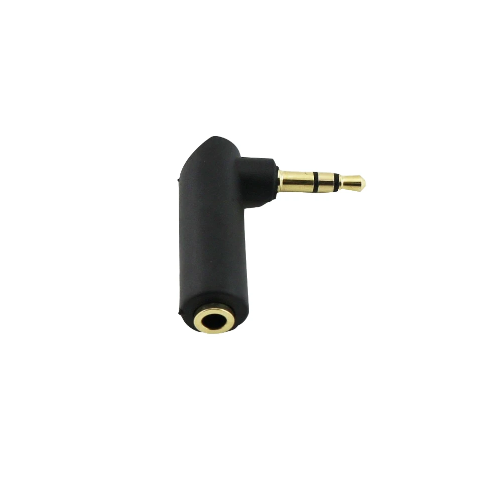 1x Gold Plated L Shape 3.5mm 3pole Right Angle Male To 3.5mm Female Stereo Headphone Adapter Connector Black