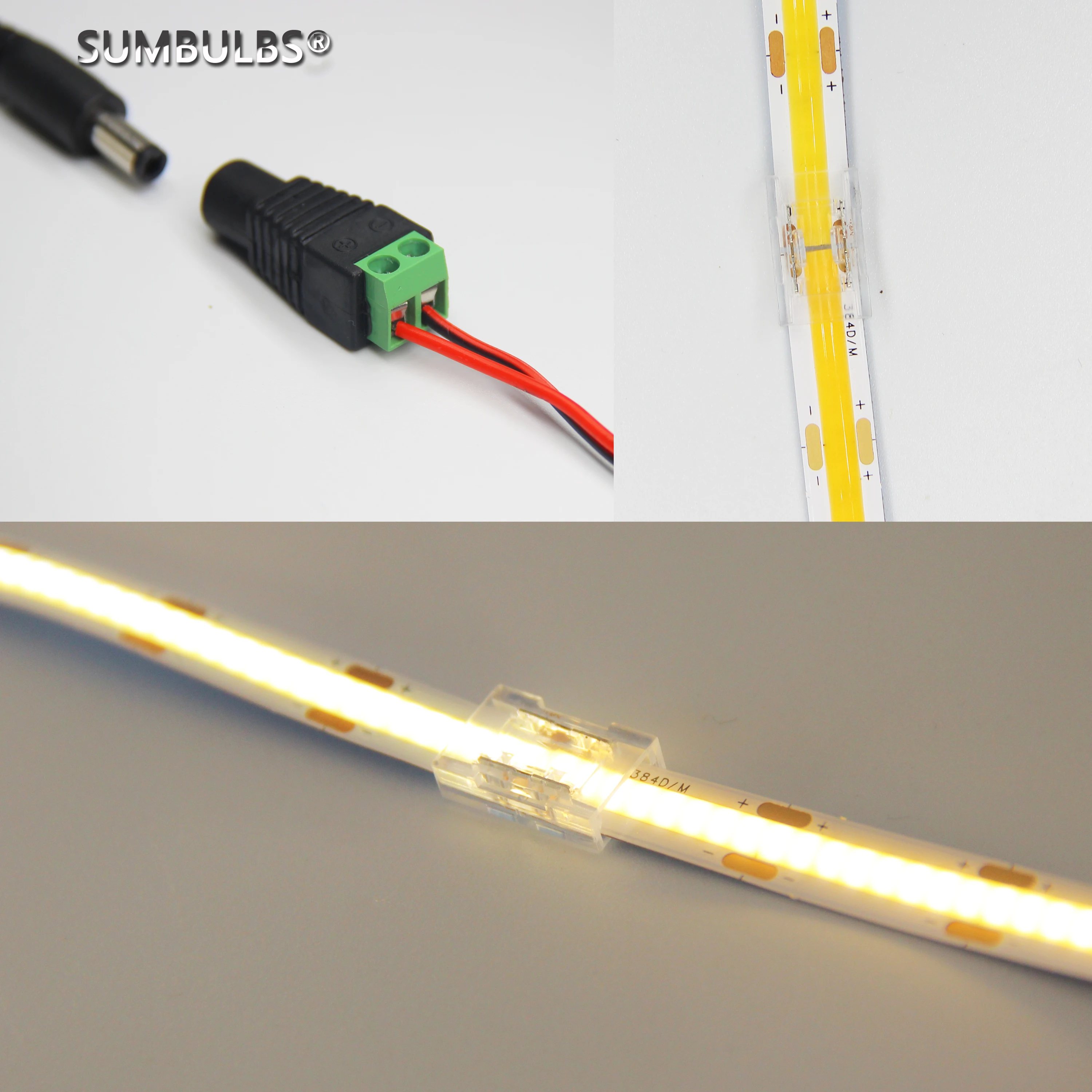 2pin Corner Connector for 8mm/10mm FCOB LED Strips T L X Shape Solderless Connectors COB Led Strip Light Joint Easy Connecting