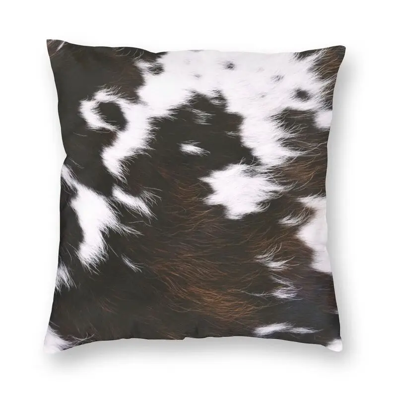 Dark Brown Cowhide Cushion Cover 45x45cm Home Decor Animal Hide Fur Skin Leather Texture Throw Pillow Case for Living Room