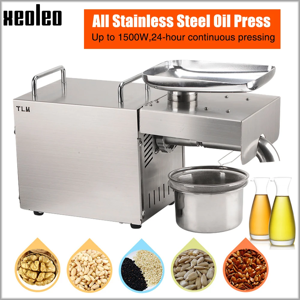 XEOLEO olive oil press 1500W pressing Peanut/Flaxseed/Rapeseed machine Oil press mashine For Home & Commercial Stainless Steel