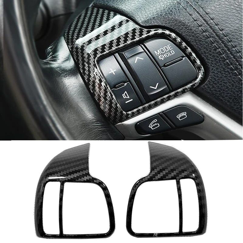 

2Pcs/Set Carbon fiber look Car Steering Wheel Decoration Cover Trim Sticker For Toyota Highlander 2015 2016 2017 2018 2019 2020