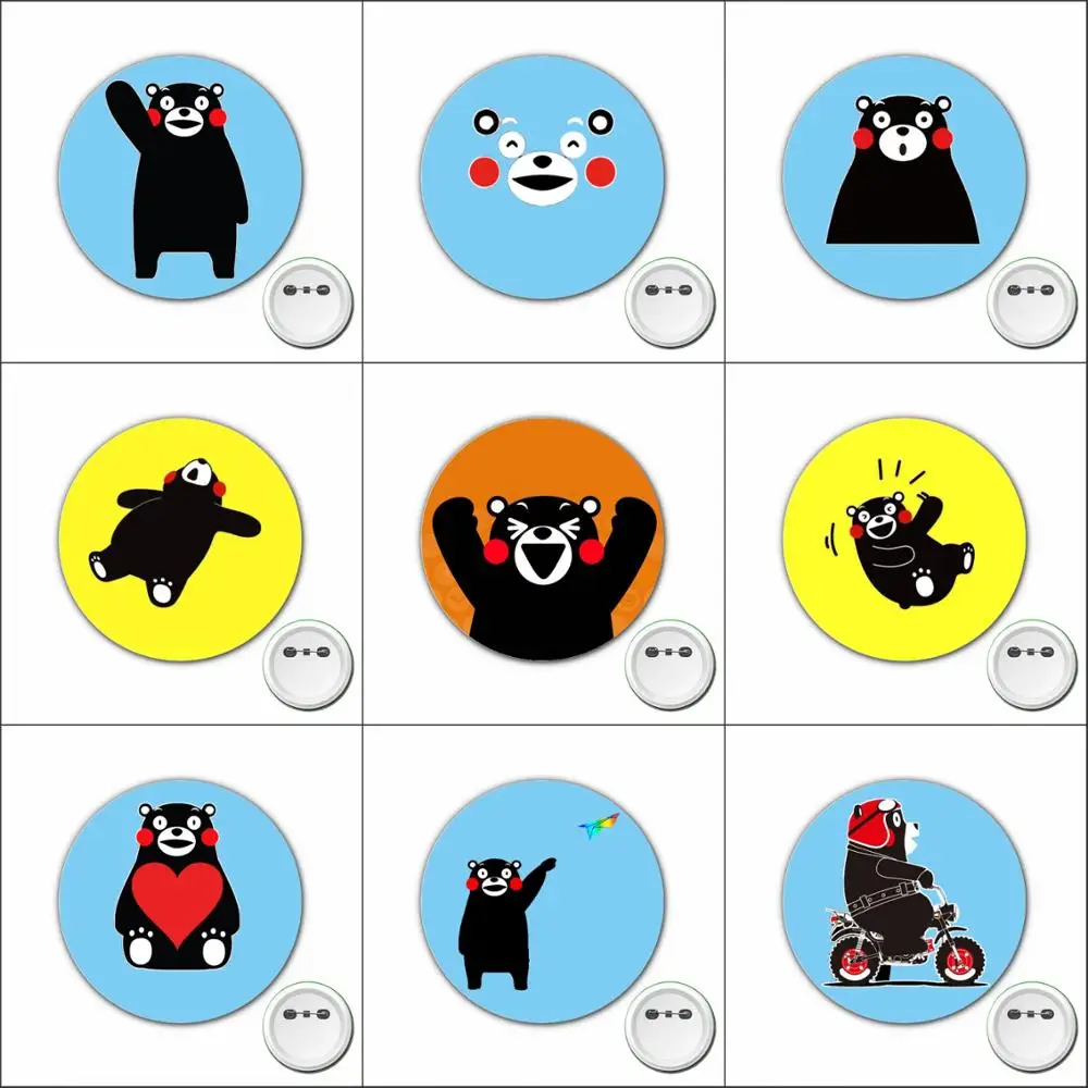 3 قطعة الكرتون Kumamon تأثيري شارة أنيمي لطيف دبابيس بروش للملابس اكسسوارات حقائب الظهر شارات زر