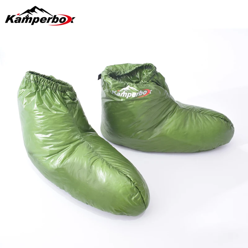 Kamperbox Zapatillas de plumón Calcetines de plumón Botines de camping para saco de dormir Calcetines de plumón para acampar AQ3