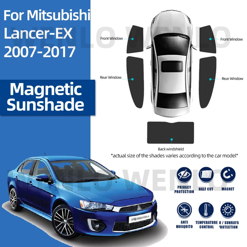 For Mitsubishi Lancer-Ex 2007-2017 Car Sun Protector Windshield Curtain Magnetic Shield Interior Sunshield Glass Sunshade Net