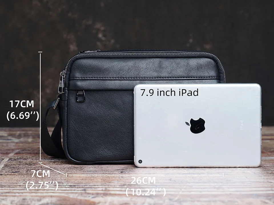 NUPUGOO Casual männer Schulter Tasche Aus Echtem Leder Klassische Umhängetasche Einfache Crossbody Hohe Qualität Leder Für 9,7 Zoll iPad – Detail 1