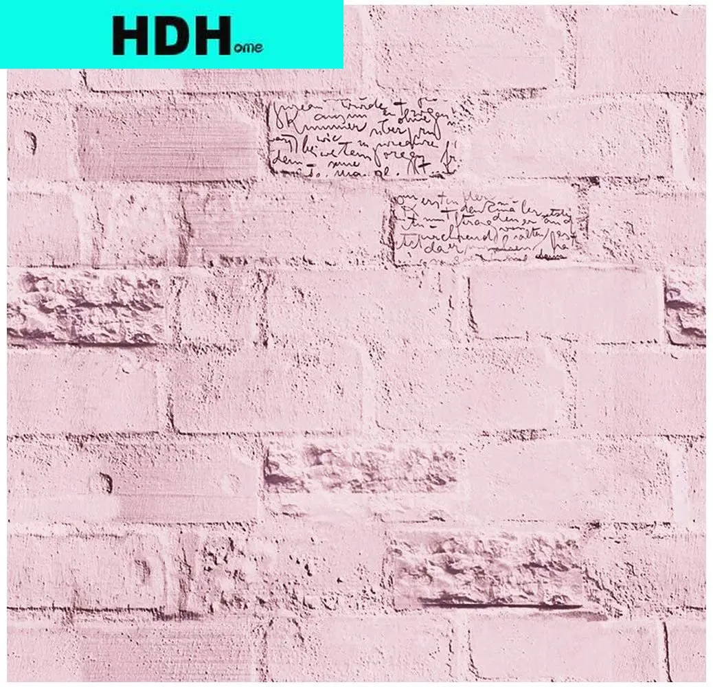 Pink Brick Peel and Stick Wallpaper Removable Vinyl Self Adhesive Wallpaper Waterproof Brick Stone Contact Paper for Home Decor