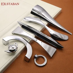 LSTABAN 현대적이고 간단한 밝은 크롬 합금 손잡이 서랍 옷장 캐비닛 두껍고 길쭉한 반짝이 은색 손잡이