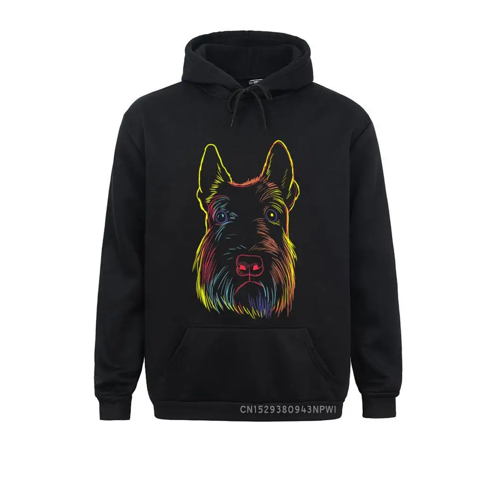 Colourful Scottie Dog Scottish Terrier Pullover Hoodies Winter/Fall Long Sleeve Men Sweatshirts Street Sportswears