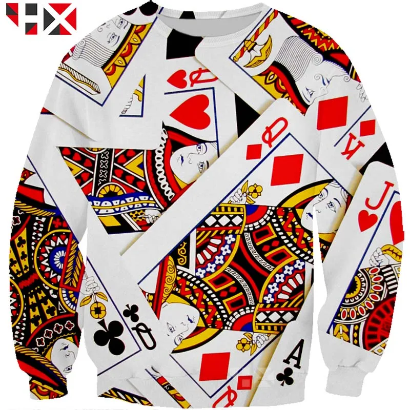 2021  Gambling Las Vegas Poker Playing Cards 3D Print Hoodie Sweatshirt Unisex Harajuku Style Cool Street Tops HX140