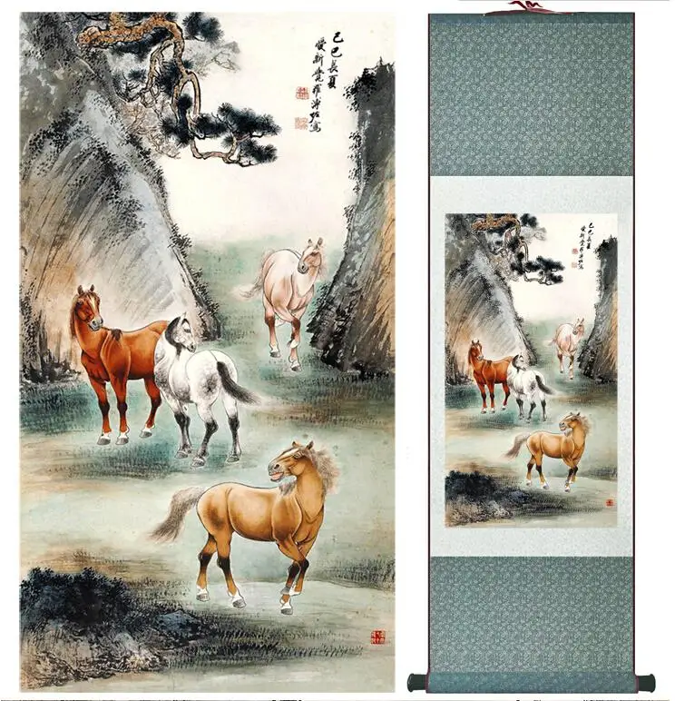 

Four horses Super quality traditional Chinese Art Painting Home Office Decoration Chinese paintingPrinted painting