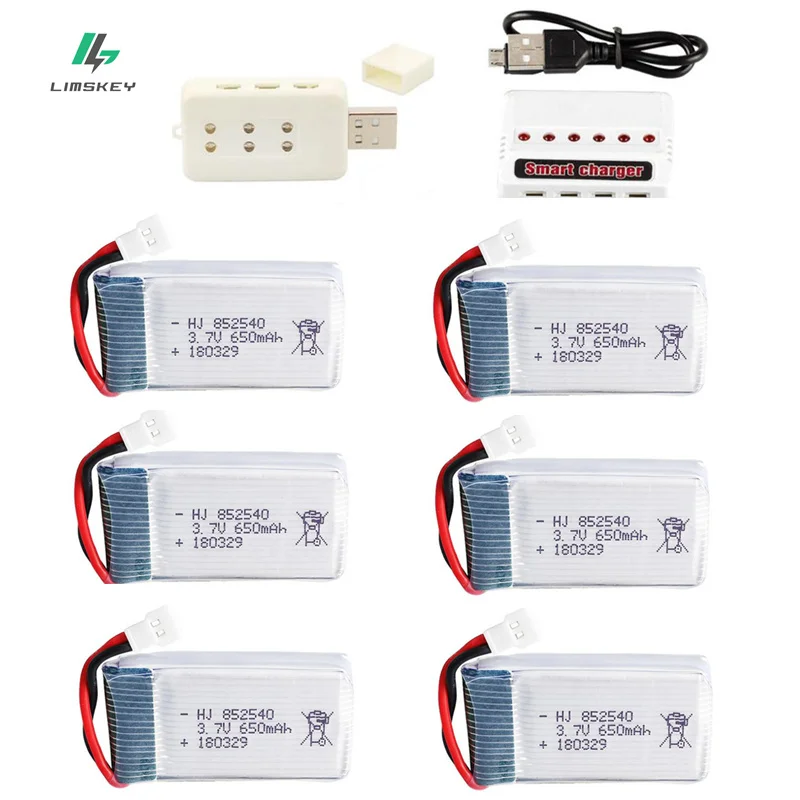 3.7v 650mah li-po battery + charger unità per Syma X5c X5c-1 X5 H5c RC quadratrotor di ricambio parti di 852540 Ricaricabile drone batteria