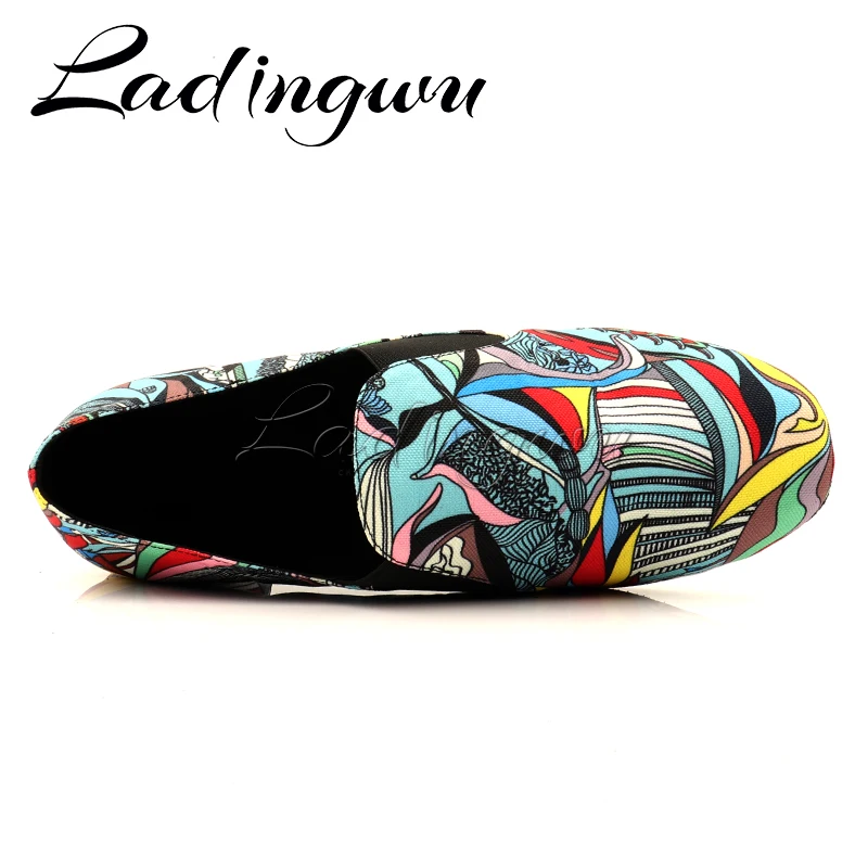 Ladingwu Men Sneakers Ballroom Dance Shoes Professional Latin Dance Shoes Men\'s Denim Doodle Social Ballroom Dance Shoes