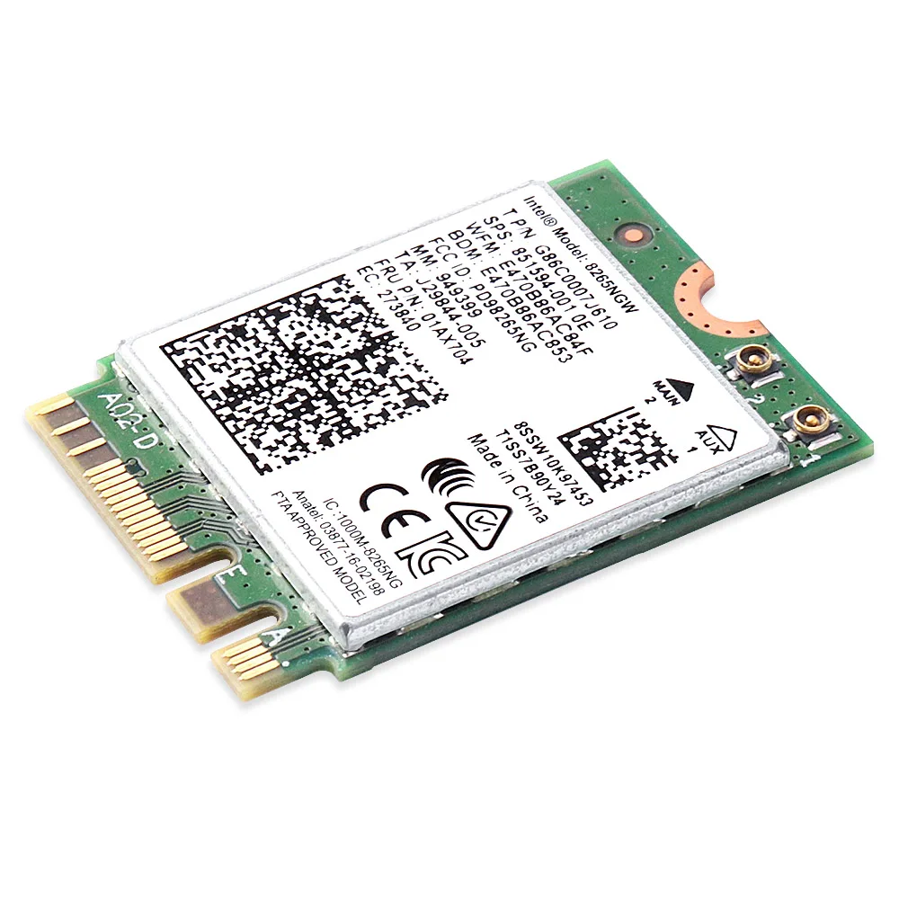 Wireless-AC 8265 8265NGW 851594-001 NGFF Dual Band 802.11ac 2.4G/5G 867Mbps WiFi Card + Bluetooth 4.2 for Intel Dell Toshiba