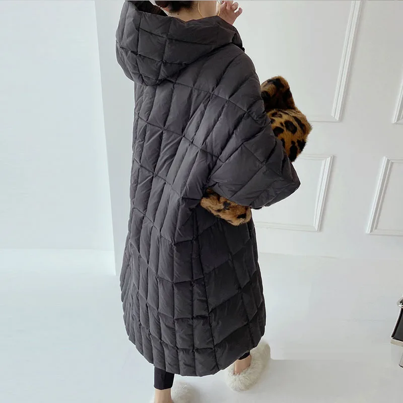 Winter Warm Women\'s Long down jacket Oversized Fashion Hooded Fluffy coat Thick Outwear Casual Lady Zip Clothes INKEO 1O380