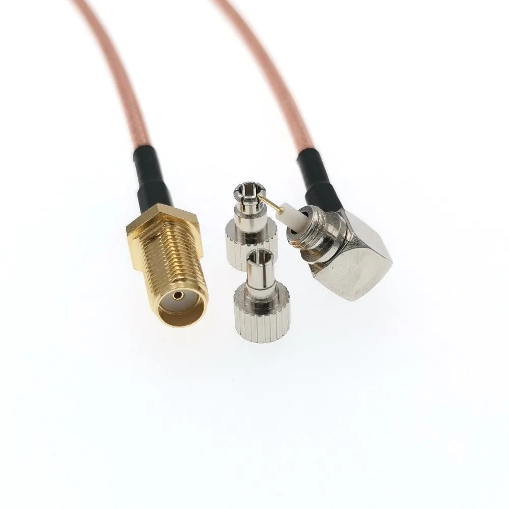 Removable CRC9 Male +TS9 Male Plug Right Angle To SMA Female Jack Bulkhead RG316 20CM 8