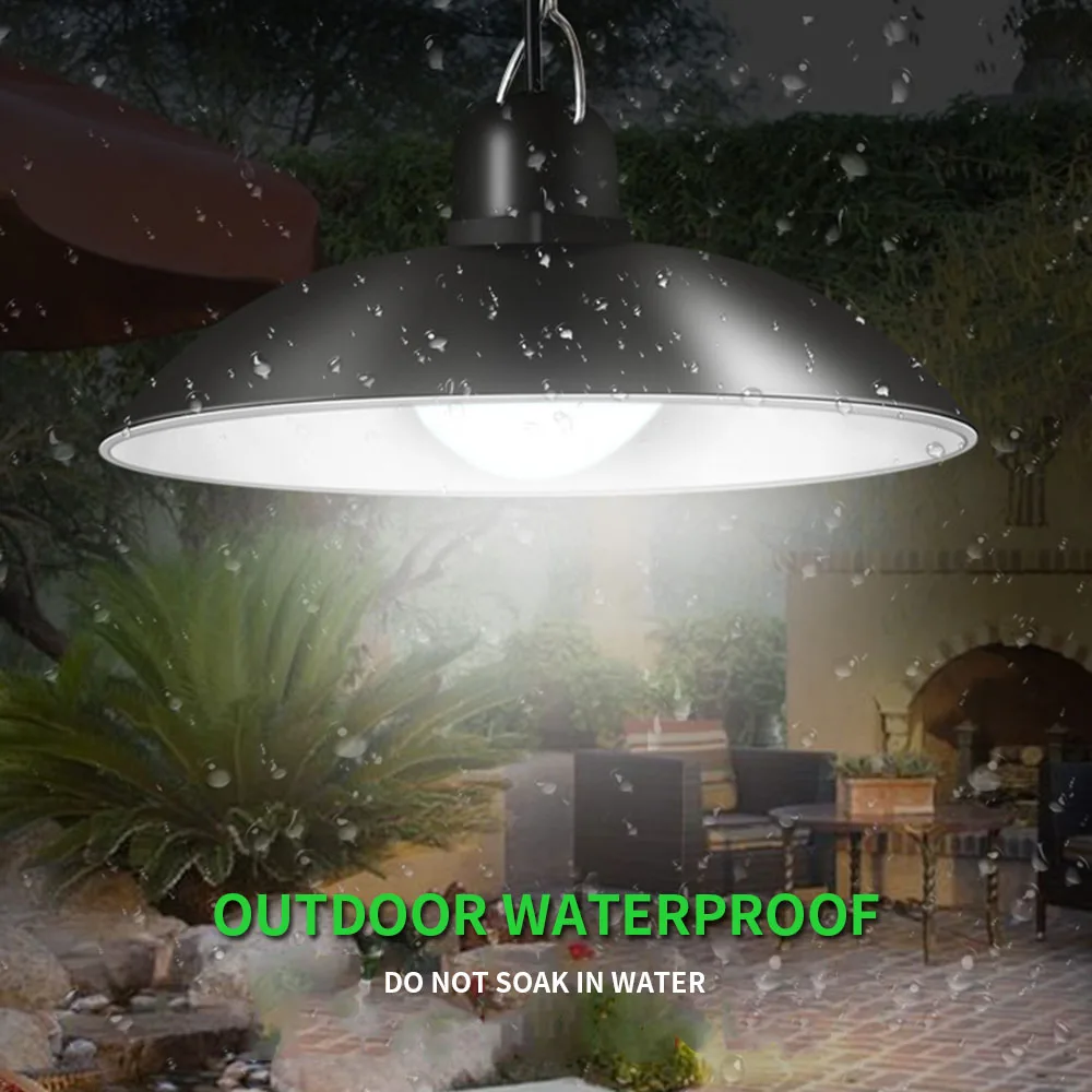 BORUiT Solar Pendant Light Outdoor Chandelier IP65 Waterproof Indoor Timing Solar Lamp With Line Suitable for Courtyard Garden